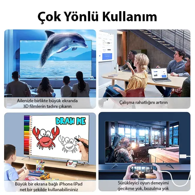 ALLY Type C To 4k Hdmı 100w Type C Çevirici İPhone 15 İPhone 16 Android-(5775)