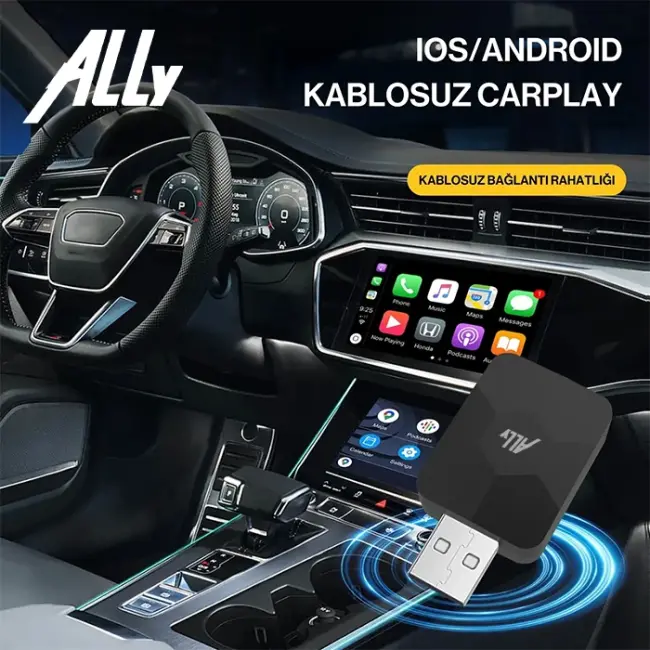 ALLY Kablosuz Car Play Adaptörü Apple Ve Android Cihazlar Için Wireless Carplay Çevirici-(5775)