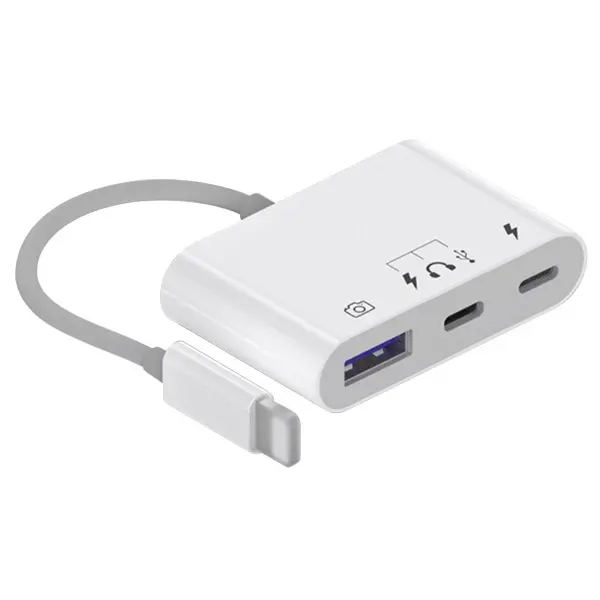 İPhone-Otg Hub -Usb Type C To Kulaklık ve Usb Kamera Okuyucu Otg-(5775)