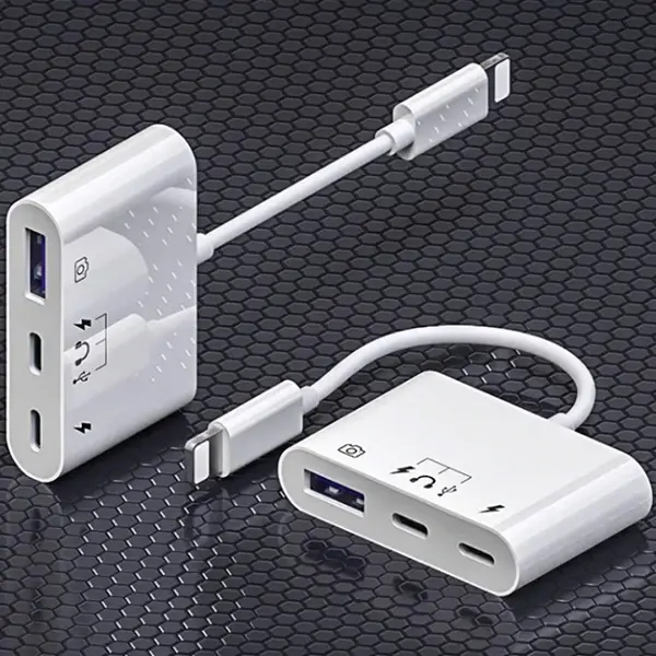 İPhone-Otg Hub -Usb Type C To Kulaklık ve Usb Kamera Okuyucu Otg-(5775)