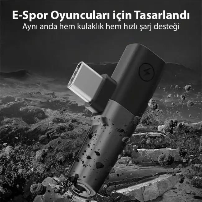 ALLY Mini 2in1 Type-c to 3.5mm Kulaklık + Type-c şarj Adaptöru-(5775)