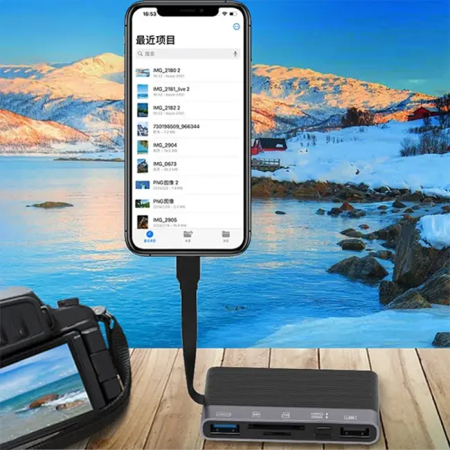 ALLY NK-1048HD 6in1 USB + Type-C + Lightning + SD-TF Kart Okuyucu Çevirici Adaptör-(5775)