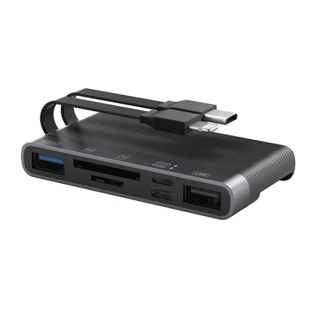 ALLY NK-1048HD 6in1 USB + Type-C + Lightning + SD-TF Kart Okuyucu Çevirici Adaptör-(5775)