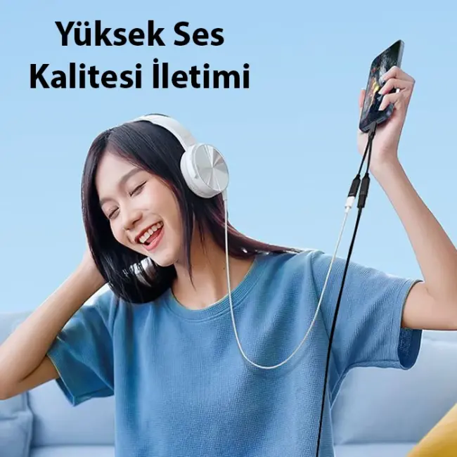 Ally İphone 15 İçin Type-c Şarj + kulaklık 2İn1 Çevirici Adaptör 60W-(5775)