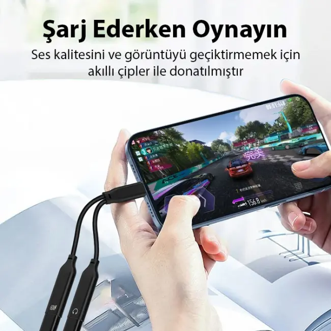Ally İphone 15 İçin Type-c Şarj + kulaklık 2İn1 Çevirici Adaptör 60W-(5775)
