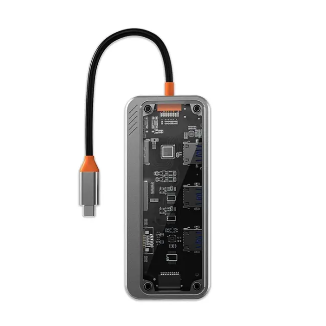 ALLY 10in1 Type-c To USB3.0 + USB2.0 *2 + Type-c PD + 3.5mm + HDMI + VGA + SD + TF + Ethernet Çoğalt-(5775)