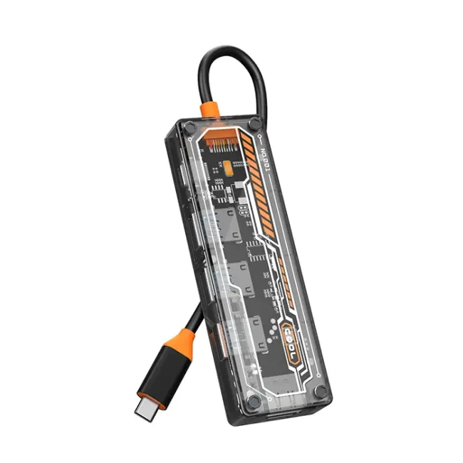 ALLY 5in1 Type-c To USB3.0 *4 + Type-c Çoğaltıcı Transparan Hub-(5775)