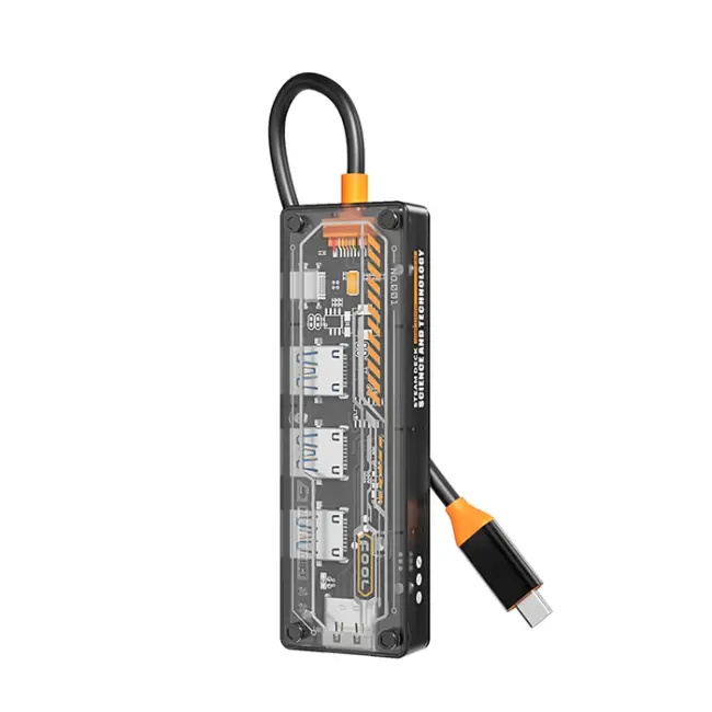 ALLY 5in1 Type-c To USB3.0 *4 + Type-c Çoğaltıcı Transparan Hub-(5775)
