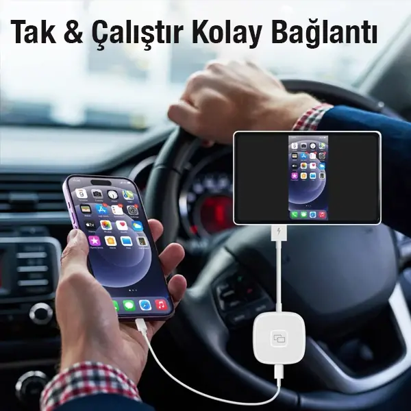 Apple iPhone USB+Lightning Carplay Mirror Adaptör Çevirici -Youtube Netflix Tiktok Video Yansıtıcı-(5775)