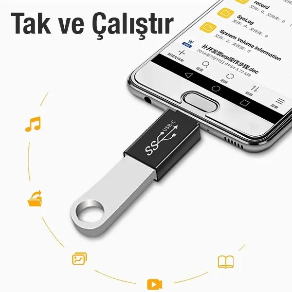 ALLY Dişi USB to Type-C OTG Çevirici Dönüştürücü Adaptör-(5775)