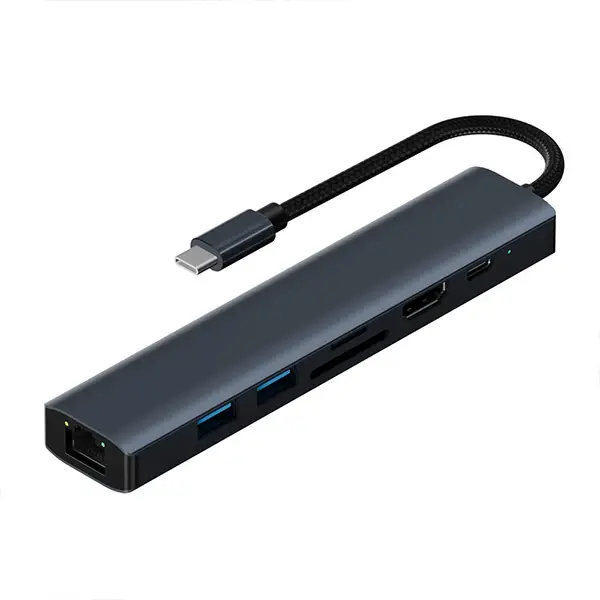 ALLY BYL-2303 7 IN 1 Type-c To USB + Type-c + Ethernet + Kart Okuyucu + HDMI Dönüştürücü Çoğaltıcı H-(5775)