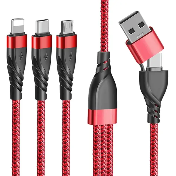 ALLY 3in1 Type-C + USB To Lightning + Type-c + Micro Usb Şarj ve Data Kablosu-(5775)