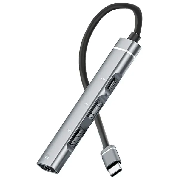 ALLY 4in1 Type-C+3.5mm+USB Girişli Çoğaltıcı Adaptör Çevirici Hub-(5775)
