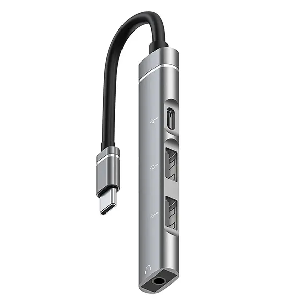 ALLY 4in1 Type-C+3.5mm+USB Girişli Çoğaltıcı Adaptör Çevirici Hub-(5775)