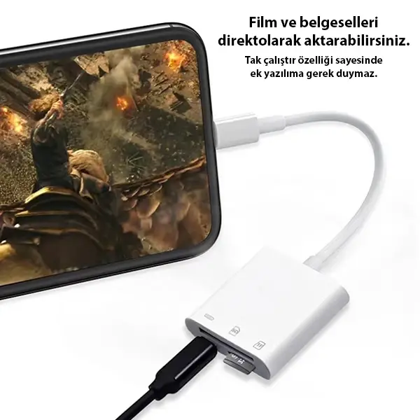 ALLY NK-101Y Pro 3 İn 1 İPhone Lightning to SD-TF Çevirici Adaptör-(5775)