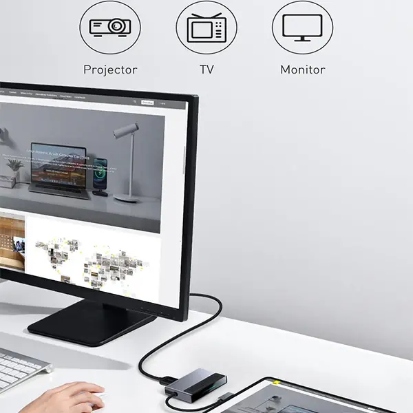 Baseus Magic Çok Fonksiyonlu Klipsli Type-C HUB 6in1 (USB3.0+SD+TF+HDMI+Type-C+3.5mm) Adaptör Çoklay-(5775)