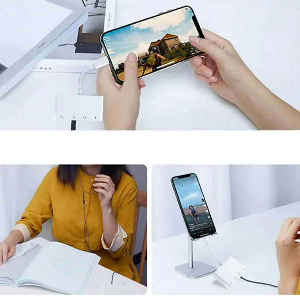 ALLY Andriod Usb Type C 4in1 Otg Ses Adaptörü Çift DC 3.5MM Jack-(5775)