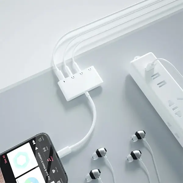 ALLY Andriod Usb Type C 4in1 Otg Ses Adaptörü Çift DC 3.5MM Jack-(5775)
