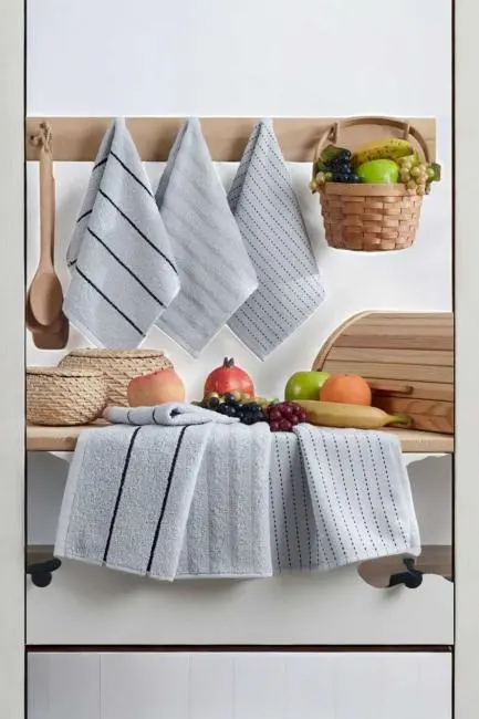 6 lı Luna Naturel Mutfak Havlu Seti %100 Pamuklu 30X50 Cm Açık Gri