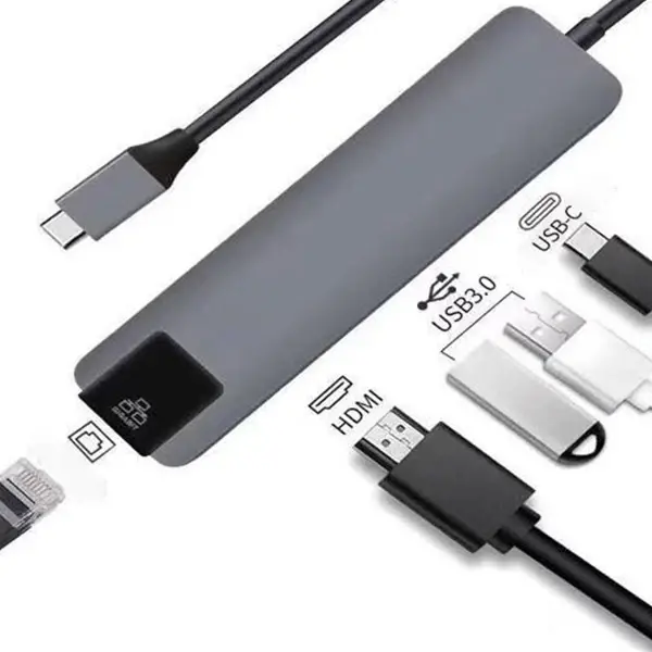ALLY 5İN1  USB 3.1 Type C To HDMI 2xusb 3.0 RJ45 Ethernet Dönüştürücü Adaptör-(5775)