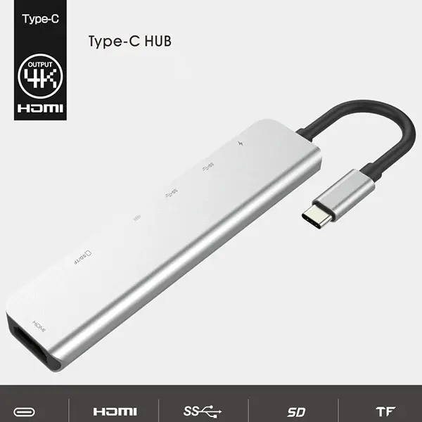 Ally Usb (Type-C to 7in1 Hdtv 2XUSB+PD) SD&TF Okuyucu Hub Adaptör Çoklayıcı-(5775)