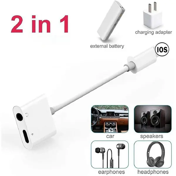 İPhone-3.5mm Kulaklık Ve Şarj Dönüştürücü Başlık Adaptör Kablo-(5775)