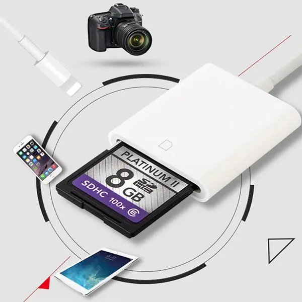 İPhone/İPad Lightning To SD Kart Hafıza Kart Adaptörü NK105-(5775)
