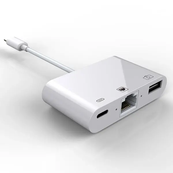 İPhone/İPad 3İN1 Ethernet RJ45 Ve Usb Kamera Adaptörü NK107-(5775)