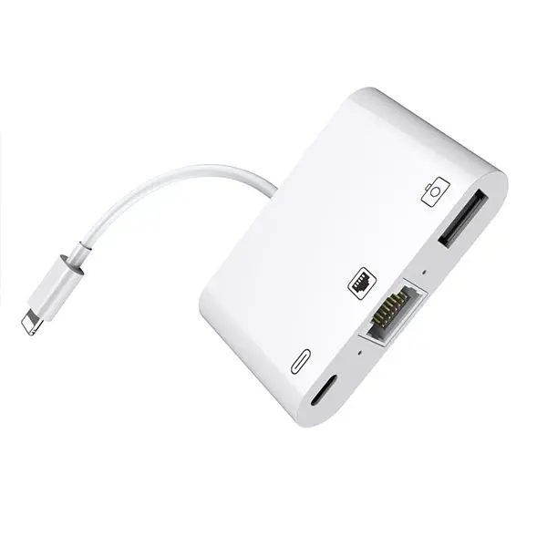 İPhone/İPad 3İN1 Ethernet RJ45 Ve Usb Kamera Adaptörü NK107-(5775)