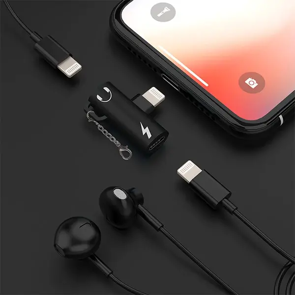 İPhone 14-13-12-11 Dual Lightning Girişli Şarj Dönüştürücü Başlık Adaptör-(5775)