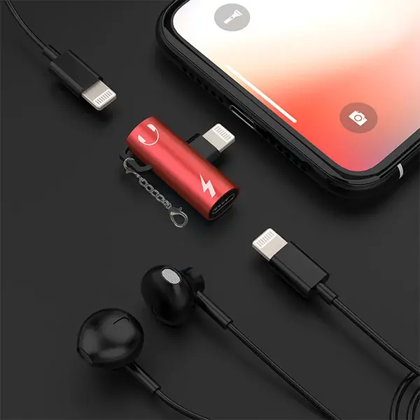 İPhone 14-13-12-11 Dual Lightning Girişli Şarj Dönüştürücü Başlık Adaptör-(5775)