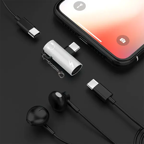 Anahtarlık Dual Usb Type C Şarj Dönüştürücü Başlık Adaptör-(5775)