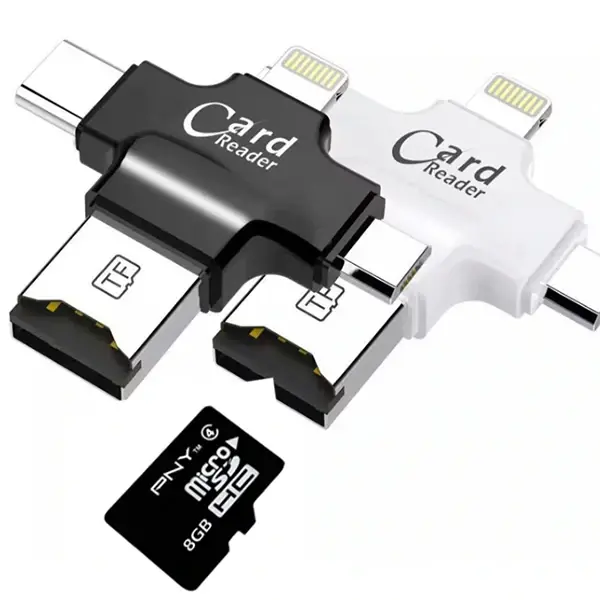 Card Reader 4in1 Type-C- İphone Lightning-Micro Usb Hafıza Kart Okuyucu-(5775)