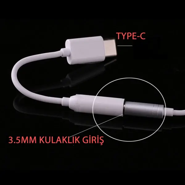 Type-C 3.5mm Kulaklık Dönüştürücü Aparat Aux Çevirici Adaptör-(5775)