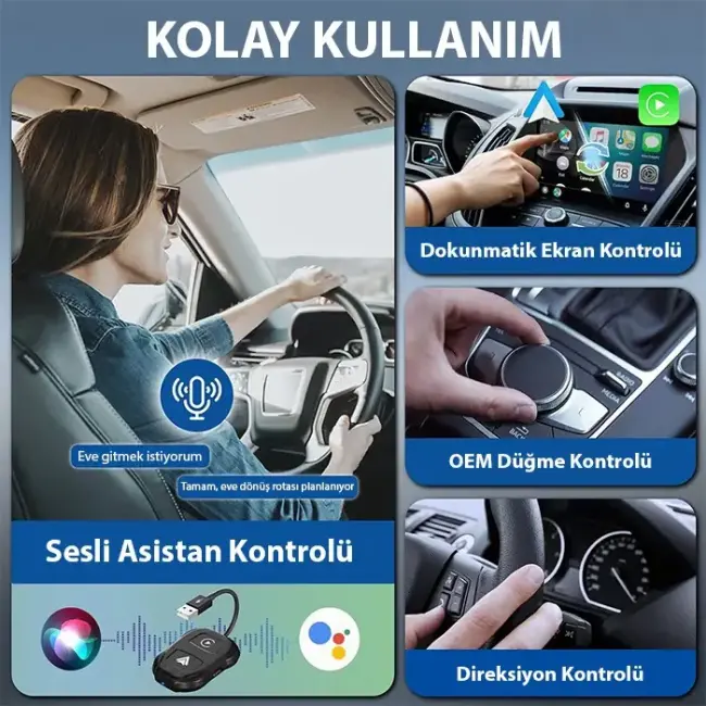 Ally iPhone-Android Kablosuz Carplay 5ghz Adaptör Çevirici -Youtube Netflix Tiktok Video Yansıtıcı-(5775)