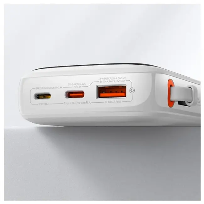 Baseus Qpow Pro Dijital Göstergeli 10000mAh 20W Hızlı Şarj Powerbank iPhone Lightning Kablolu-(5775)