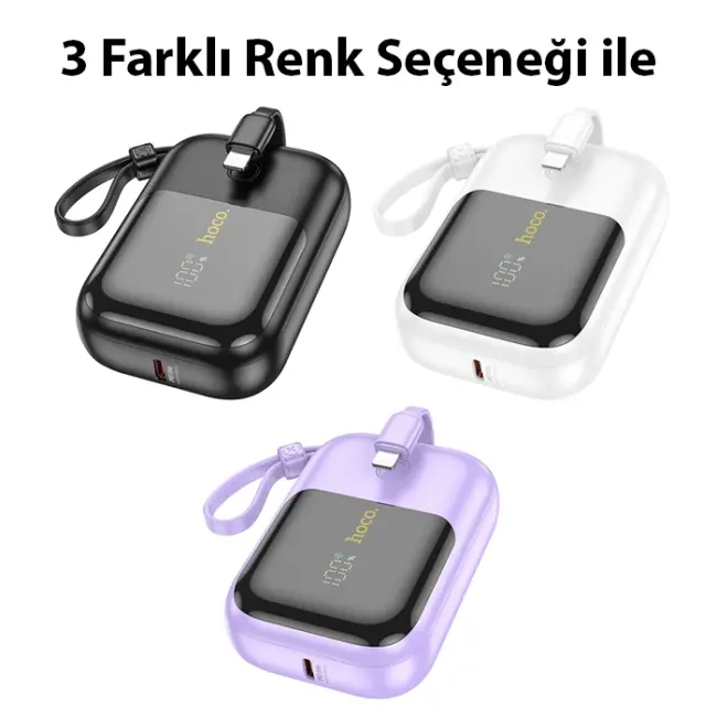 HOCO Q20 Fountain 10000mAh 22.5W+PD20W Dijital Göstergeli Kablolu Powerbank-(5775)