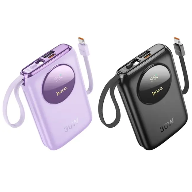 HOCO Q19 Lucky 10000mAh 30W Dijital Göstergeli Kablolu Powerbank-(5775)