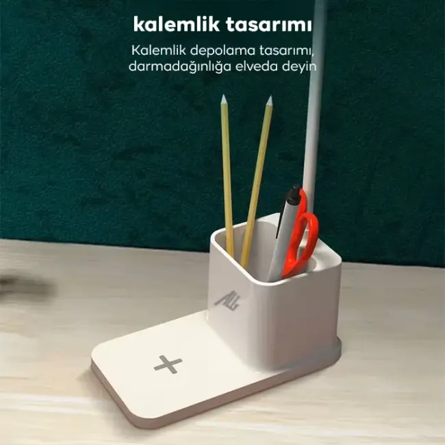 ALLY Kablosuz sarj Göz Korumali Portatif Led Masa Lambasi Kalemlik-(5775)