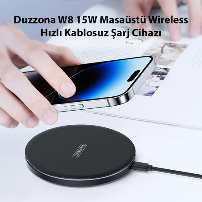 Duzzona W8 15W Masaüstü Wireless Hızlı Kablosuz Şarj Cihazı-(5775)