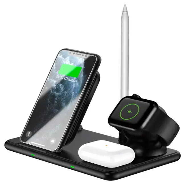 ALLY W58 15W Qi Hızlı Şarj 4 in 1 iPhone+ AirPods Pro Kablosuz Şarj Standı-(5775)