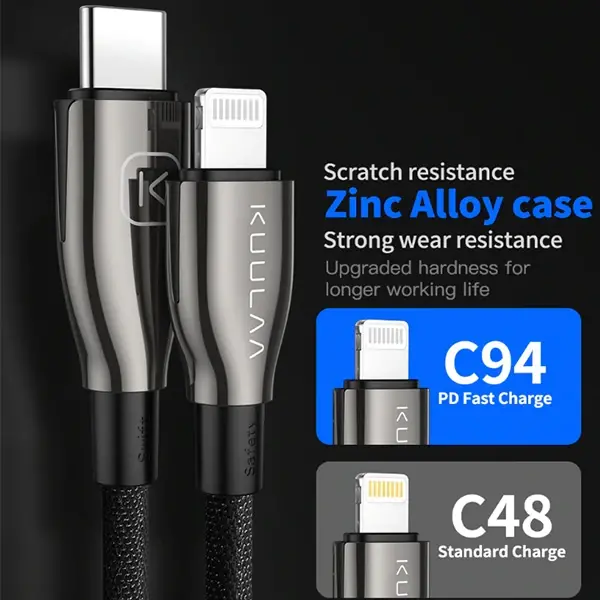 KUULAA 1Mfi sertifikalı Type-C to Lightning İPhone PD 18W Şarj Kablosu-(5775)