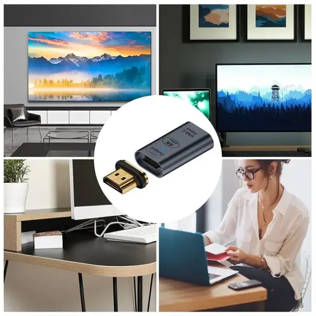 ALLY HDMI To Type-c 4K 60Hz Mıknatıs Başlıklı Çevirici Otg Adaptör-(5775)