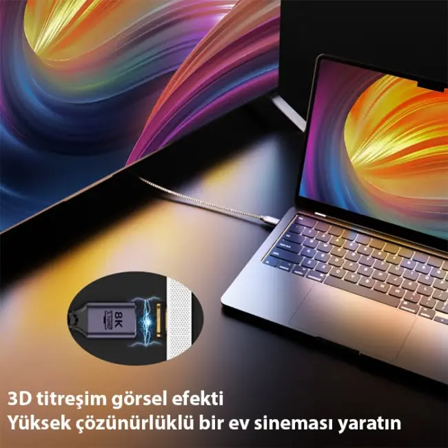 ALLY HDMI to HDMI 8K HD 2.1UHD Mıknatıs Başlıklı Kablo 2 Metre-(5775)