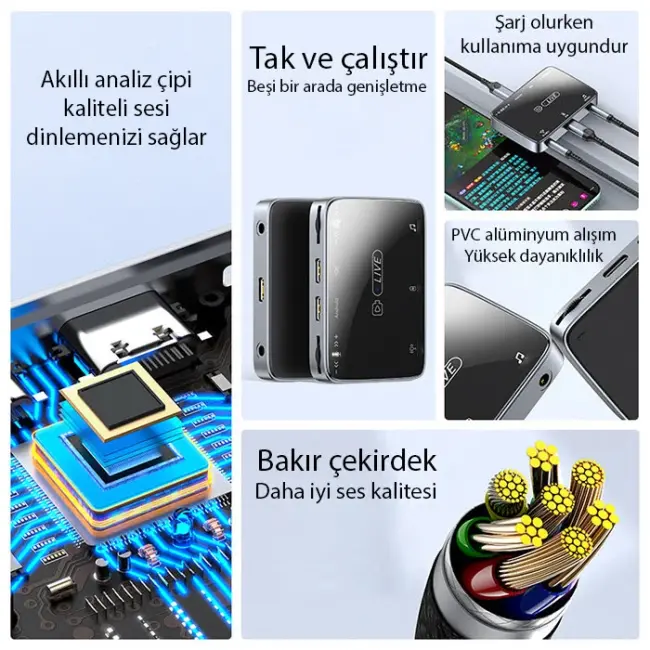 ALLY MH-319 Type-c 2 İN 1 Canlı Yayın İçin Dönüştürücü Live Converter-(5775)