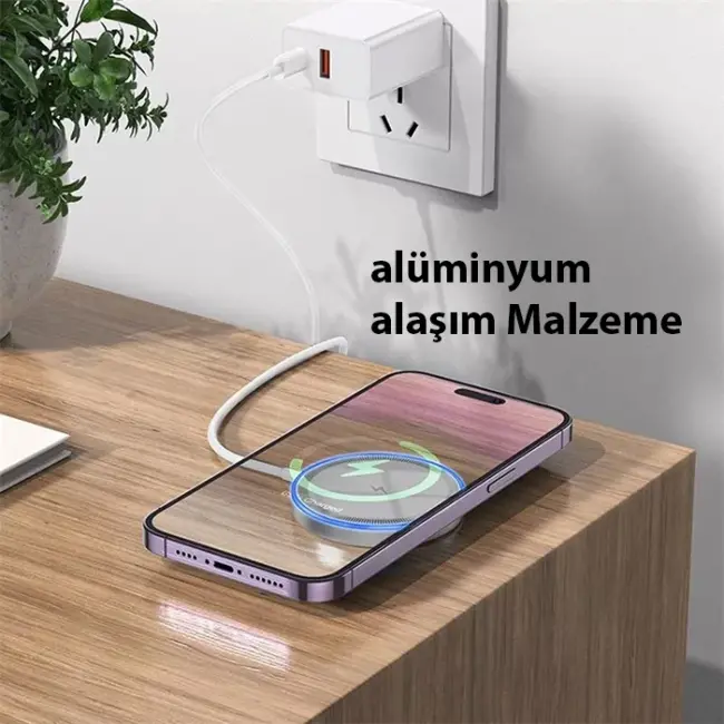 HOCO CW53 15W Magsafe Kablosuz Wireless Stand  Hızlı Şarj Cihazı-(5775)