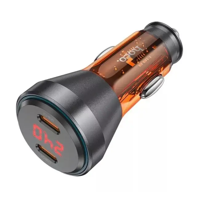 HOCO NZ12C Graceful PD60W 2 Type-C Girişli Araç Çakmaklı Hızlı Şarj Aleti-(5775)