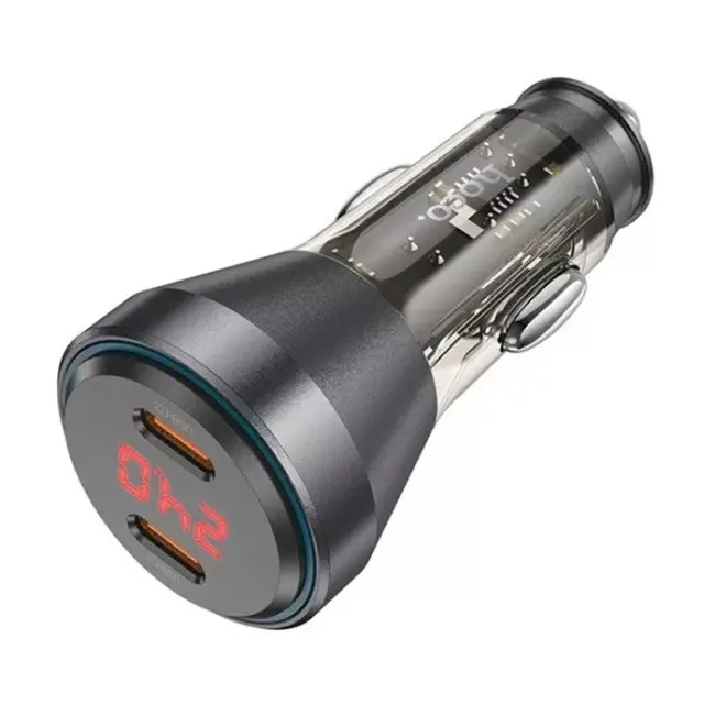 HOCO NZ12C Graceful PD60W 2 Type-C Girişli Araç Çakmaklı Hızlı Şarj Aleti-(5775)