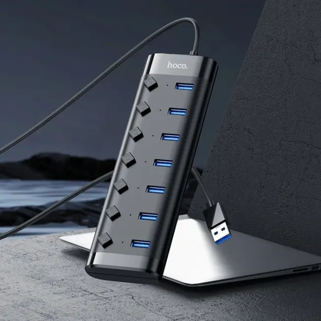 Hoco HB40 7xUSB 2.0 Anahtarlı USB Hızlı Şarj ve Veri Okuyucu-(5775)