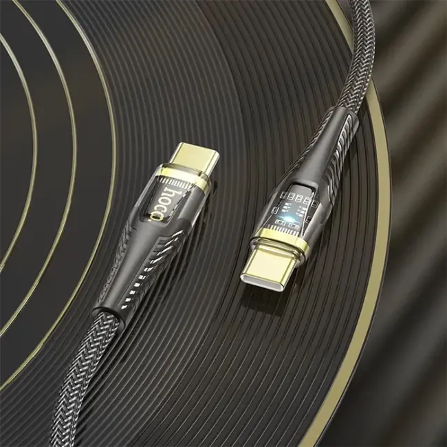 HOCO U121 Gold standard Transparent Discovery Edition 60W Type-C to Type-C Hızlı Şarj ve Data Kablos-(5775)